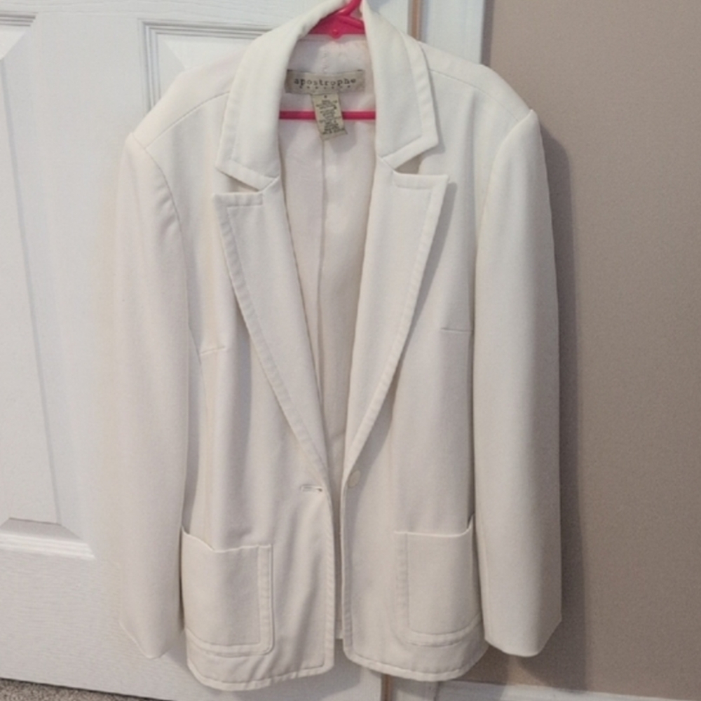 Apostrophe White Blazer Classic Suit Jacket